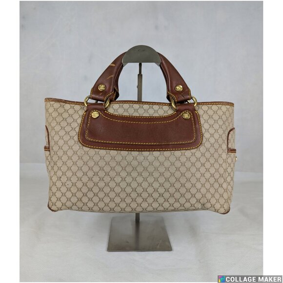 Authentic Celine Tote Bag Handbag Macadam Beige7 Vintage Based on Original Title - Picture 2 of 15